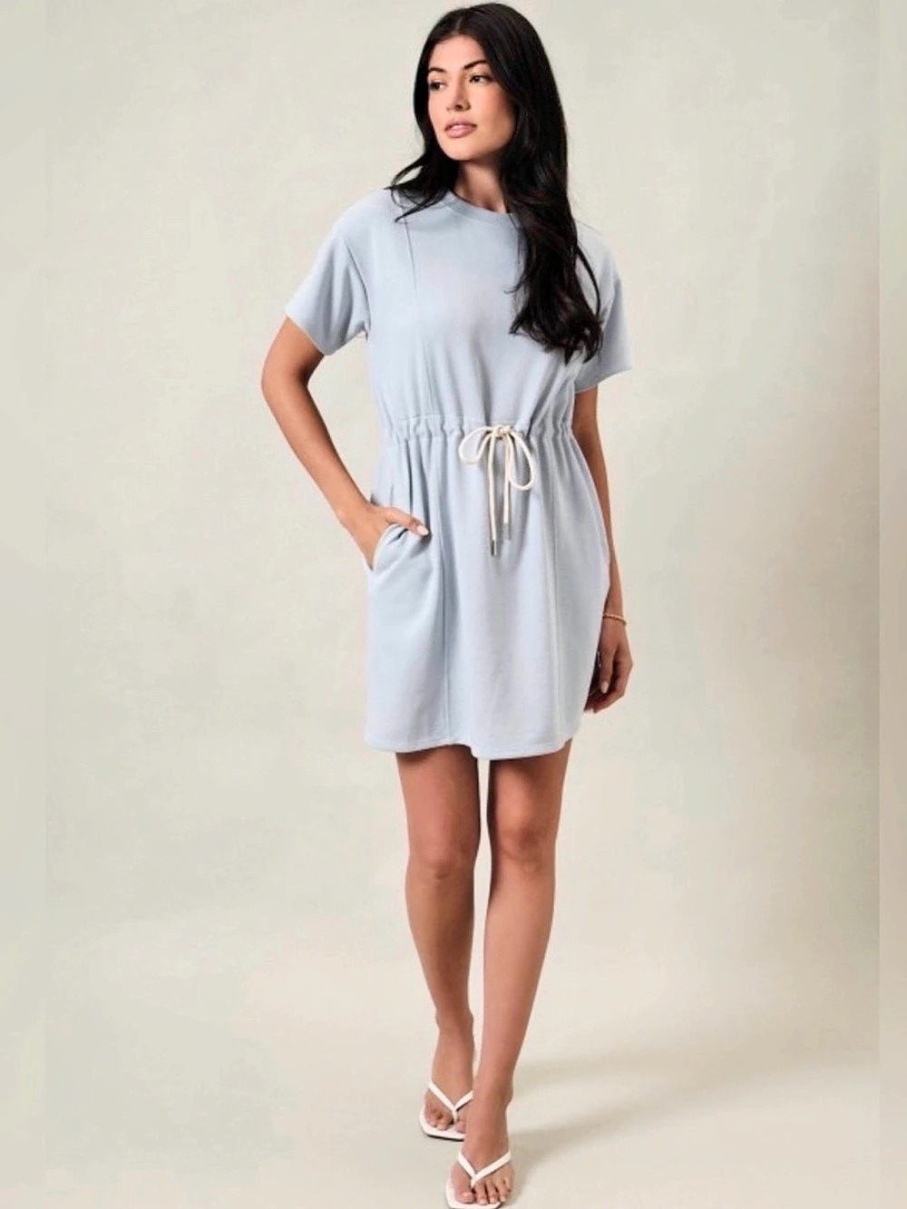 Gilli- light blue Drawstring tshirt Dress- NWT- S